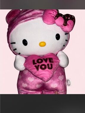 Hello Kitty Pink Plush with 'LOVE YOU' Heart